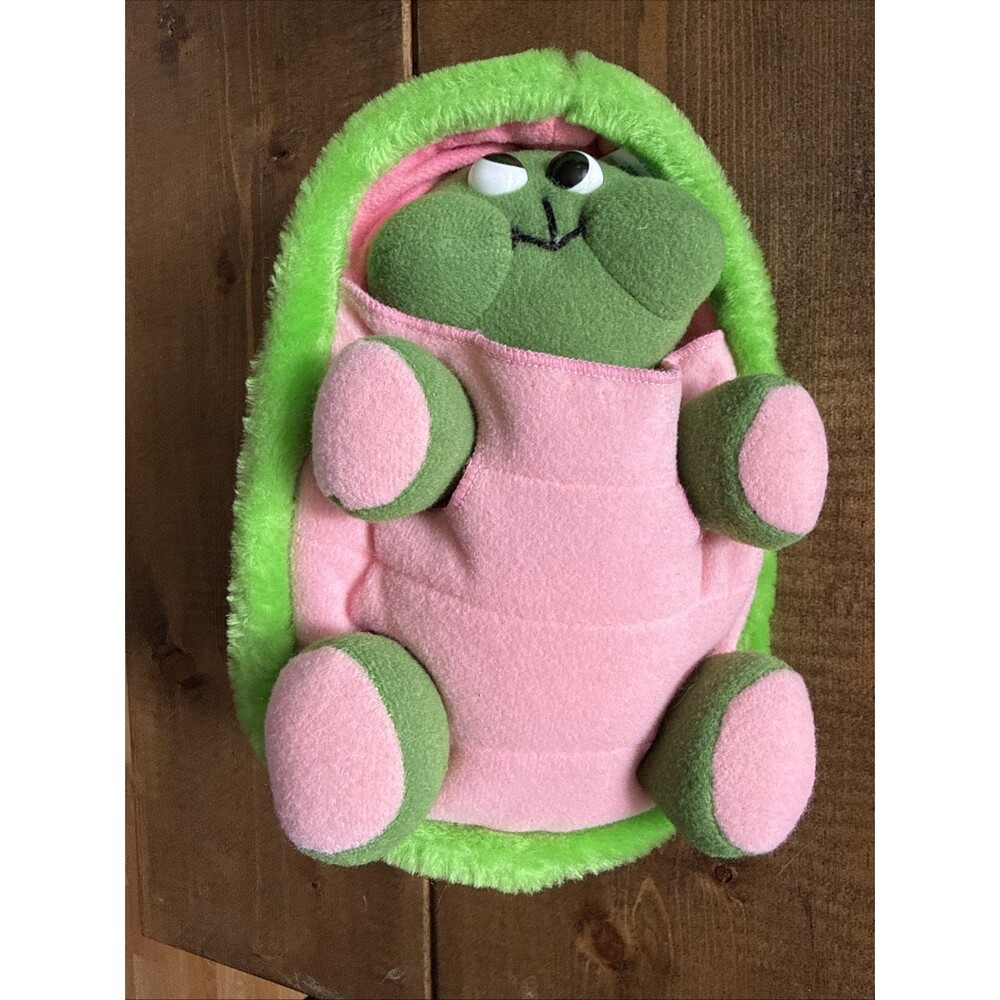Vintage 1984 Dakin Theobald Plush Baby Turtle with a removable shell & Diaper